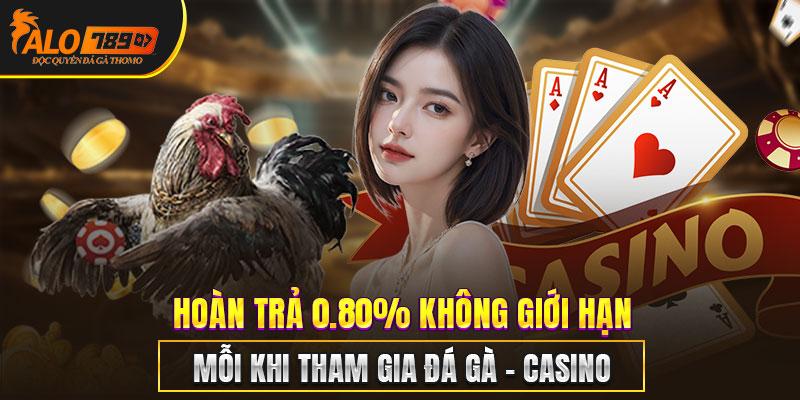 Hoàn trả 0.80% không giới hạn mỗi khi tham gia Đá gà - Casino